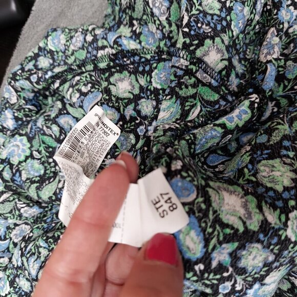 Floral Patterned Green & Blue Womens Dress With Keyhole Back - Picture 9 of 10